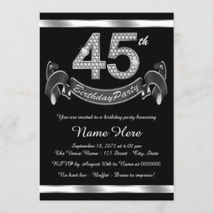 Invitación Fiesta de cumpleaños plateada de 45 años