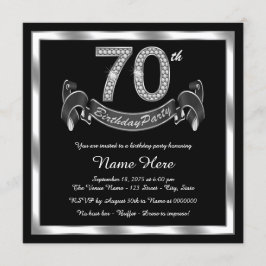 Invitación Fiesta de cumpleaños plateada número 70