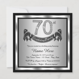 Invitación Fiesta de cumpleaños plateada número 70