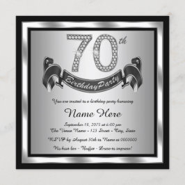 Invitación Fiesta de cumpleaños plateada número 70