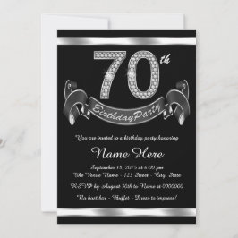Invitación Fiesta de cumpleaños plateada número 70