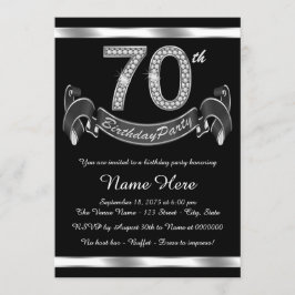 Invitación Fiesta de cumpleaños plateada número 70