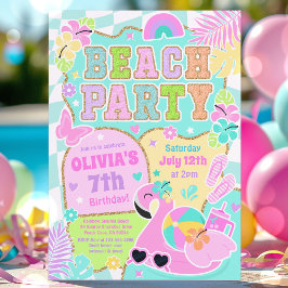 Invitación Fiesta de cumpleaños playera en la playa Verano