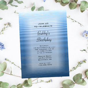 Invitación Fiesta de cumpleaños por el agua remolcada azul