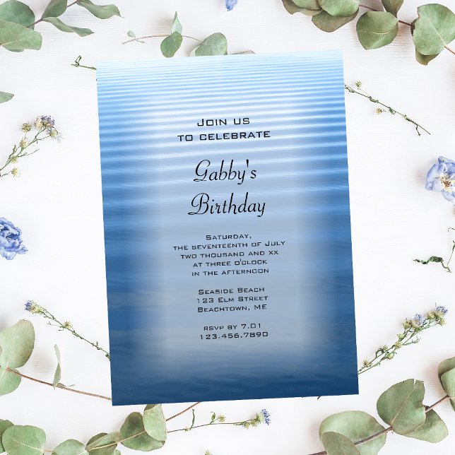 Invitación Fiesta de cumpleaños por el agua remolcada azul (Subido por el creador)