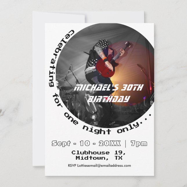 Invitación Fiesta de cumpleaños por la foto de música en los  (Anverso)