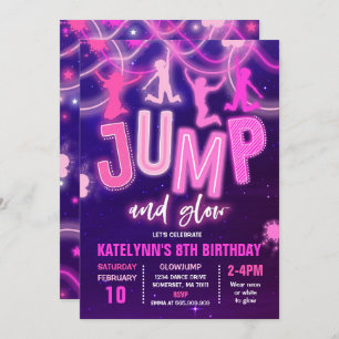 Invitación Fiesta de cumpleaños por salto brillante Neon Jump
