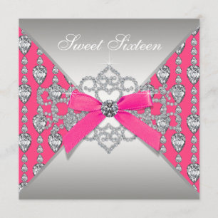 Invitación Fiesta de cumpleaños Pretty Diamond Hot Pink