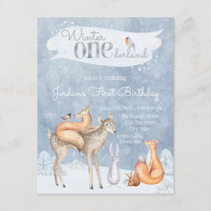 Invitación Fiesta de Cumpleaños Primera de Bosque Invernal ON