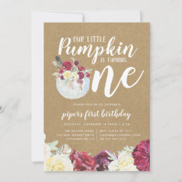 Invitación Fiesta de Cumpleaños Primero de Floral de Otoño Ca