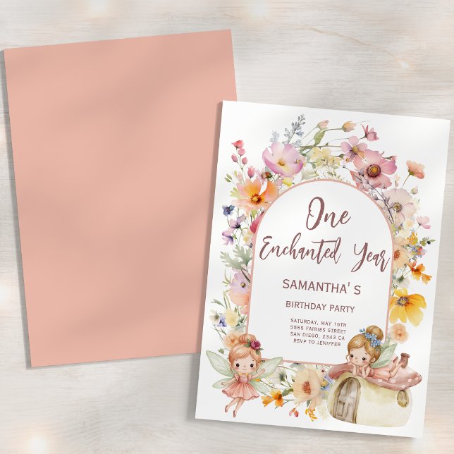 Invitación Fiesta de Cumpleaños Primero de Hada Soñadora (Dreamy Fairyland First Birthday Party Invitation)