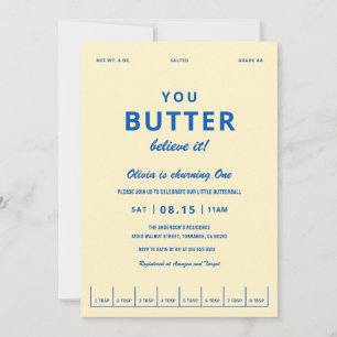 Invitación Fiesta de Cumpleaños Primero Mantequilla Créelo