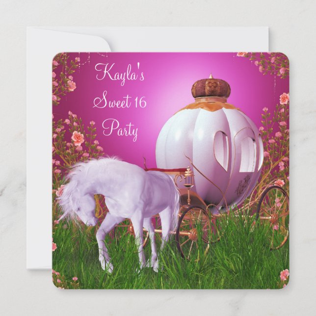 Invitación Fiesta de Cumpleaños Princesa Rosa Caliente Sweet  (Anverso)