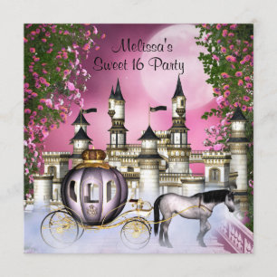 Invitación Fiesta de Cumpleaños Princesa Rosas Rosadas Dulces