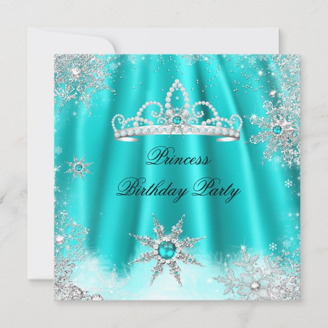 Invitación Fiesta de Cumpleaños Princesa Tiara Copo de Nieve  (Anverso)