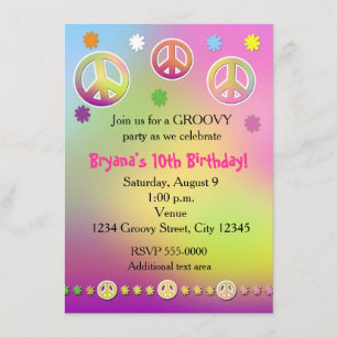 Invitación Fiesta de cumpleaños psicodélica de chicas pastel