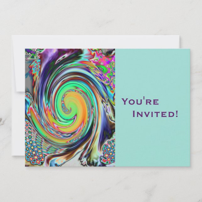 Invitación Fiesta de cumpleaños psicodélica personalizada del (Anverso)