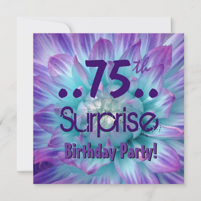 Invitación Fiesta de cumpleaños púrpura azul de la sorpresa (Anverso)