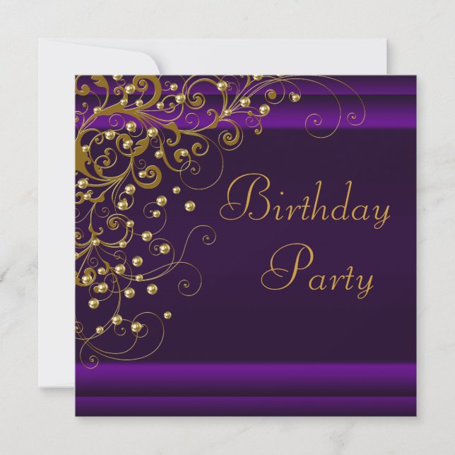 Invitación Fiesta de cumpleaños púrpura de las mujeres de la  (Anverso)