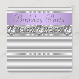 Invitación Fiesta de cumpleaños púrpura de lavanda de diamant