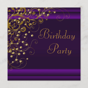 Invitación Fiesta de Cumpleaños Purpura de Mujer Remolino Per