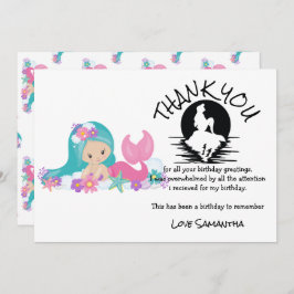 Invitación Fiesta de cumpleaños púrpura de Sirena Gracias