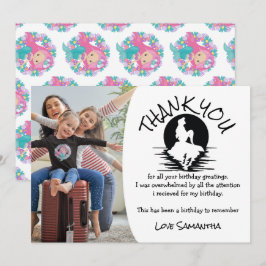 Invitación Fiesta de cumpleaños púrpura de Sirena Gracias