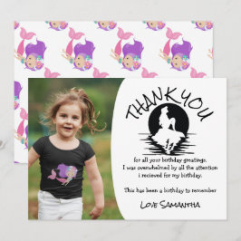 Invitación Fiesta de cumpleaños púrpura de Sirena Gracias