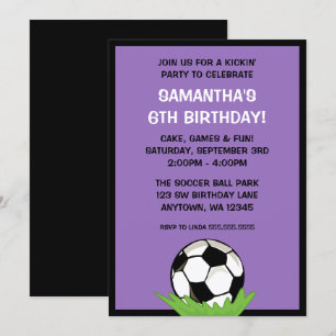 Invitación Fiesta de cumpleaños púrpura del chica del balón