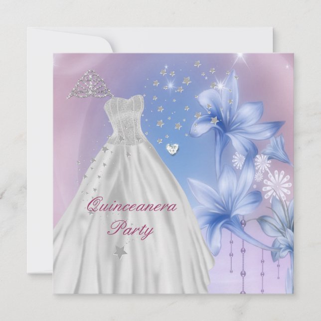 Invitación Fiesta de cumpleaños Quinceañera (Anverso)
