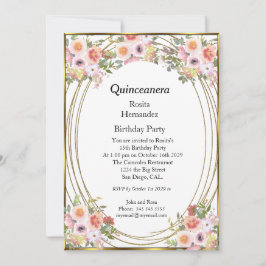 Invitación Fiesta de cumpleaños Quinceanera