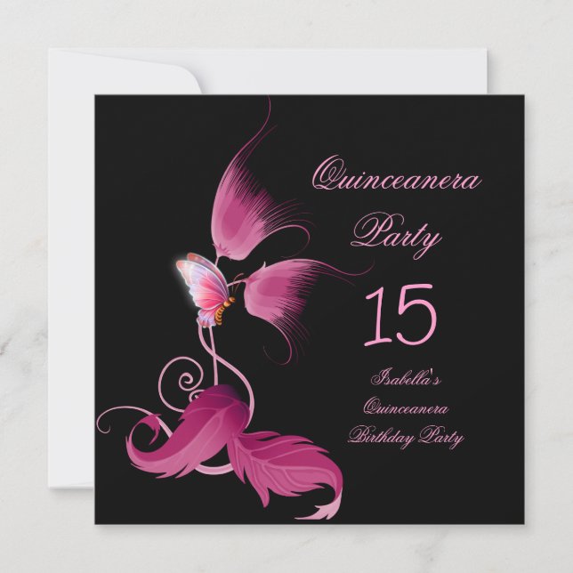 Invitación Fiesta de cumpleaños Quinceanera 15 (Anverso)