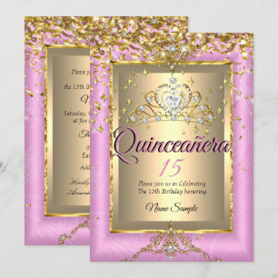 Invitación Fiesta de cumpleaños Quinceañera 15 años Dorado Ro