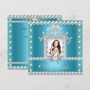 Invitación Fiesta de cumpleaños Quinceañera 15 Azul Teal