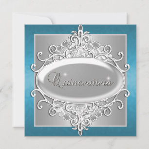 Invitación Fiesta de cumpleaños Quinceañera 15 Brillo platead