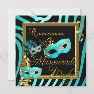 Invitación Fiesta de Cumpleaños Quinceañera 15 Cebra Mascarad