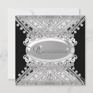 Invitación Fiesta de cumpleaños Quinceanera 15 Diamantes negr