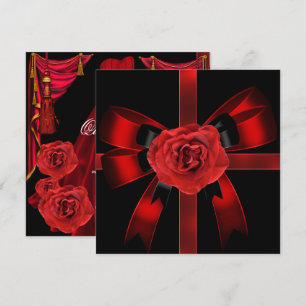 Invitación Fiesta de cumpleaños Quinceañera 15 Rosa Negra Roj