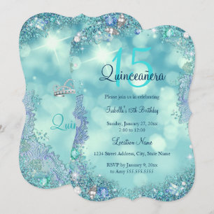 Invitación Fiesta de cumpleaños Quinceañera cielo océano azul