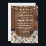 Invitación Fiesta de cumpleaños Quinceanera invitada por la m<br><div class="desc">Esta invitación a Daisy con luces de cuerda es perfecta para un aspecto rústico. Cambie el texto para que se adapte a su fiesta. Perfecto para cualquier edad. Vea los artículos coincidentes en la colección rusa Wow Meow Daisy Wood.</div>