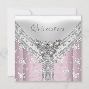 Invitación Fiesta de cumpleaños Quinceañera Mariposa Blanca F