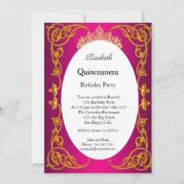 Invitación Fiesta de cumpleaños Quinceanera Oro Rosa