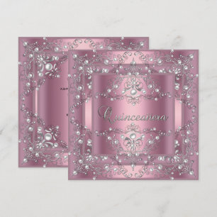 Invitación Fiesta de cumpleaños Quinceañera perla rosa