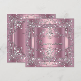 Invitación Fiesta de cumpleaños Quinceañera perla rosa