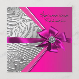 Invitación Fiesta de cumpleaños Quinceañera Rosa Caliente