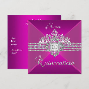 Invitación Fiesta de Cumpleaños Quinceañera Rosa Caliente