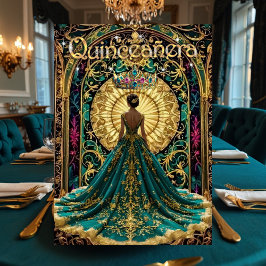 Invitación Fiesta de cumpleaños Quinceanera Rosa Verde azulad