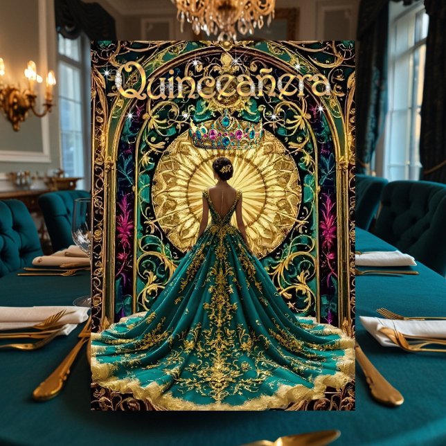 Invitación Fiesta de cumpleaños Quinceanera Rosa Verde azulad (Subido por el creador)