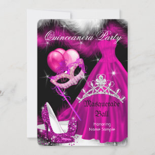Invitación Fiesta de cumpleaños Quinceanera Rosado 3a