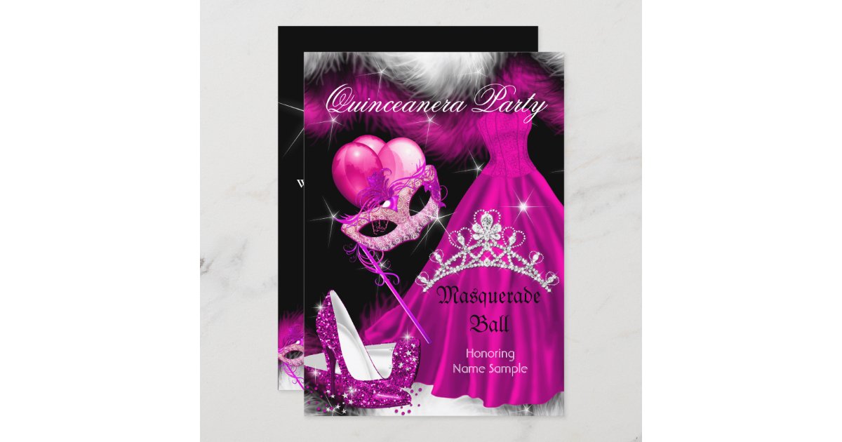 Invitación Fiesta de cumpleaños Quinceanera Rosado